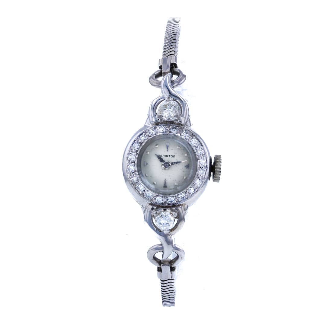Hamilton Vintage - Round w lg diamond on each side of case