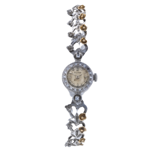 Dress, 2 tone gold flower bracelet